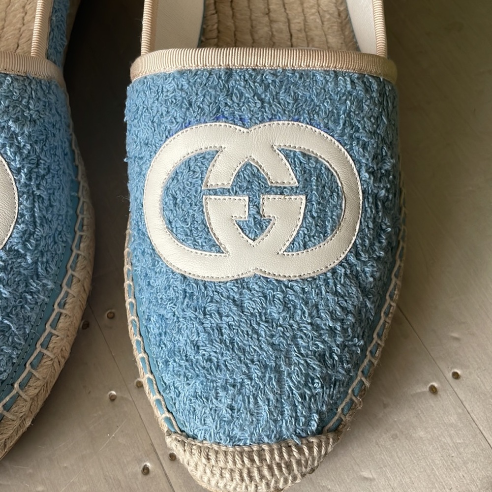 Gucci blue terrycloth fabric espadrilles flats sz 41.5 - Picture 2 of 14